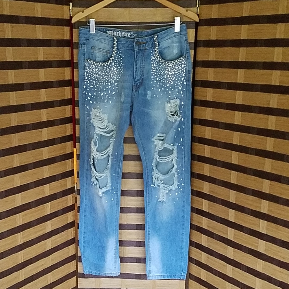 Machine BLING destroyed jeans